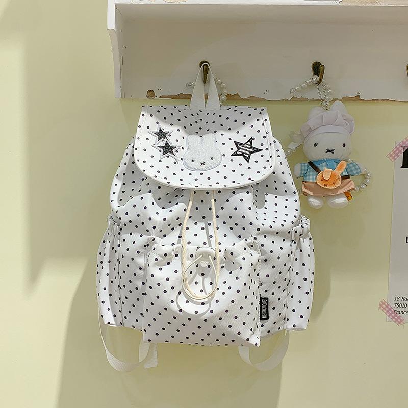 Schoolbag1011 new Korean version polka dot star versatile girl drawstring backpack high-end girls travel small backpack