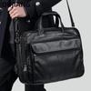 Men's Genuine Leather Crossbody Handbag & 15.6" Laptop Briefcase with Lychee Pattern - Large Capacity, Casual Business Style