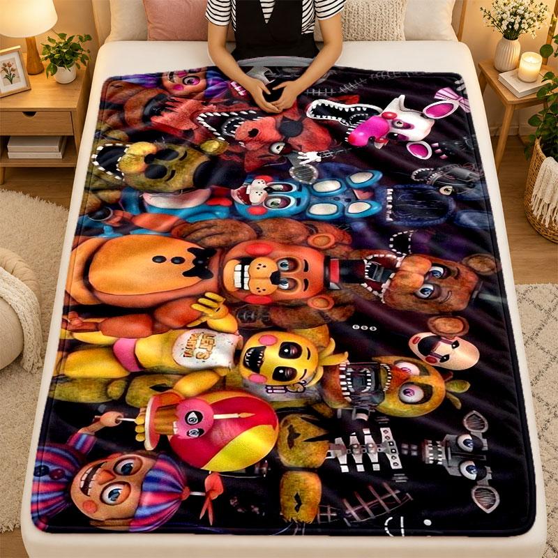 Flannel BlanketFive Nights At Freddy’s Warm Soft Throw Blanket for Indoor Sofa Bed Living Room Use