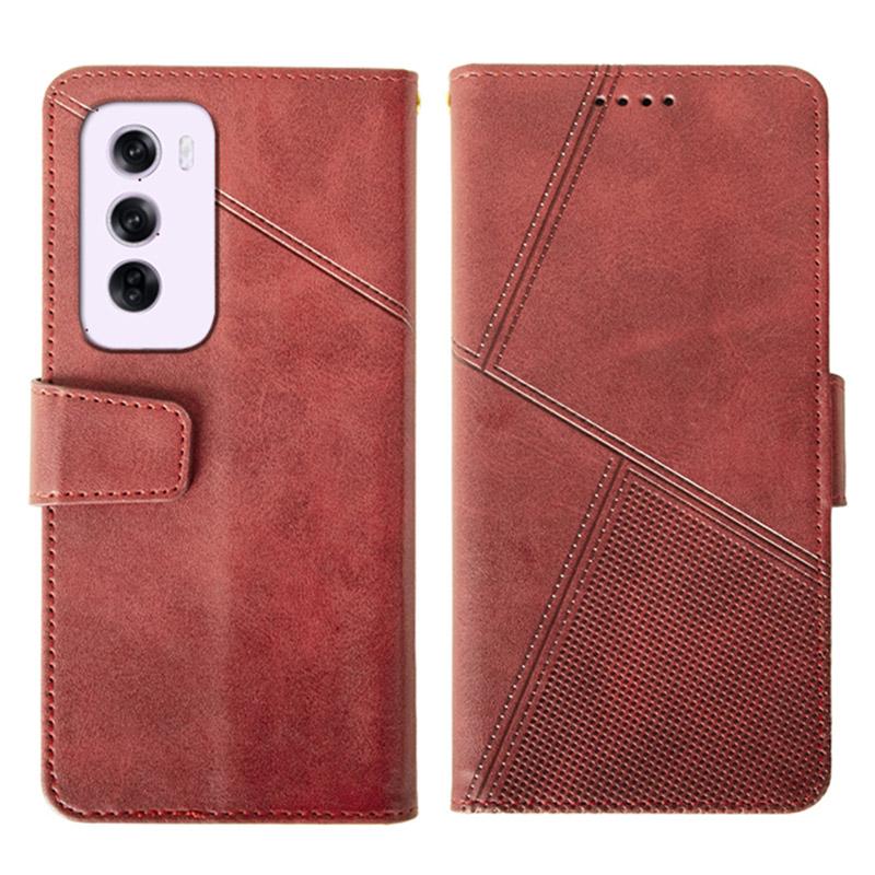 

For Oppo Reno12 5G (Global) Wallet Phone Case Calf Texture Stand Leather Cover Red
