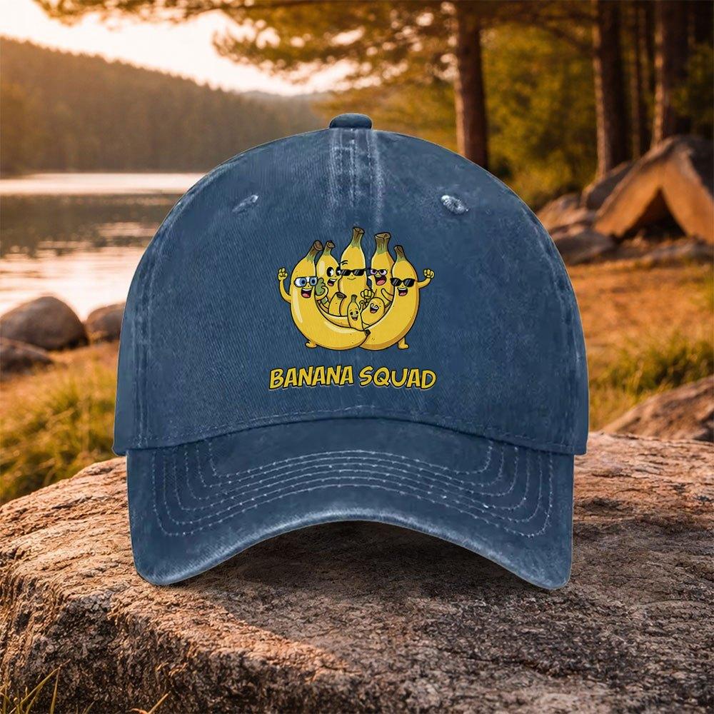 Banana Squad Cartoon Printed Washed Baseball Cap Unisex Casual Golf Outdoor Daily Wear