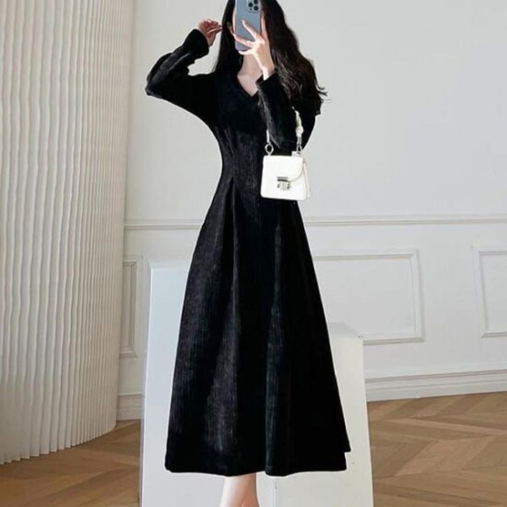 NaVaVa Women Corduroy V Neck Long sleeVe Dress No881