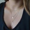 Fashion Women 3 Layer Bar Round Pendant Long Chain Necklace Party Jewelry Gift
