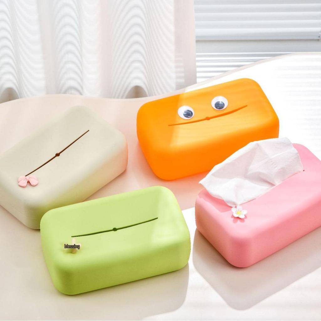 Cream Style Soft Silicone Tissue Box for Living Room Coffee Table