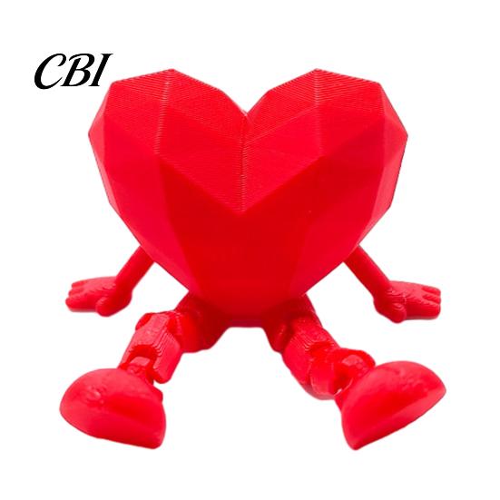 Decorative Desk Accessory Heart Rose Ornament, 3D Printed Red Pen Holder with Movable Joints, Desktop Storage Figure for Valentine Day Pencil Design