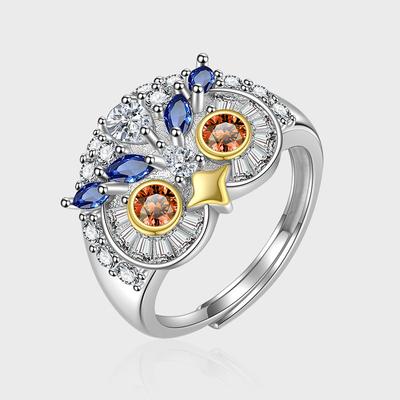 Anillo de búho con diseño de nicho en plata esterlina S925, de alta sensación, ligero, de lujo, retro, sencillo y elegante para uso diario.