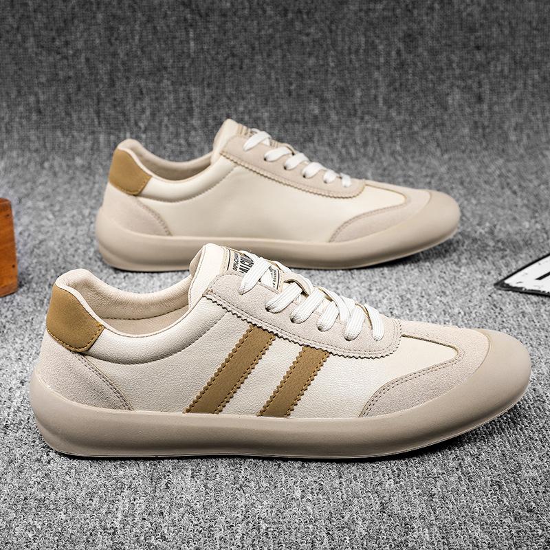 

Маленькие белые туфли Мужские 2025 Кожаные с круглым носком Тренд Спортивная повседневная обувь Обувь для скейтборда Низкий верх Универсальная трендовая обувь Мужская 44 абрикосовый