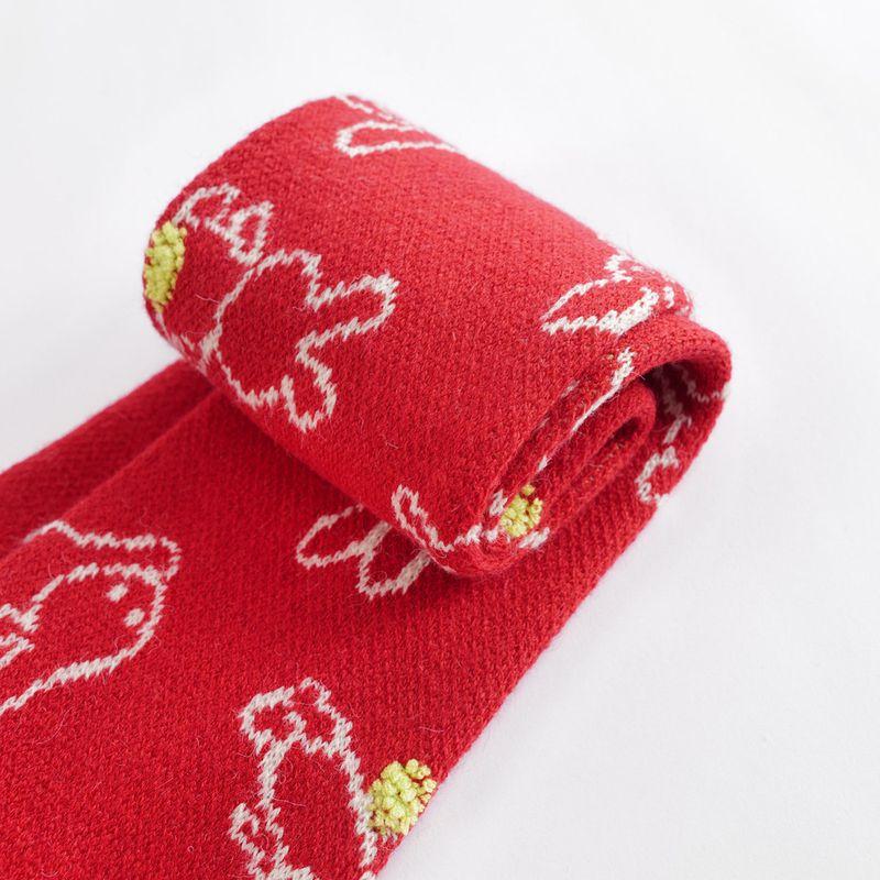 Mark Jenny Girls' Soft Blue Fuzzy Ball Warm Knitted Red Scarf Baby New Year Winter Wear 221853