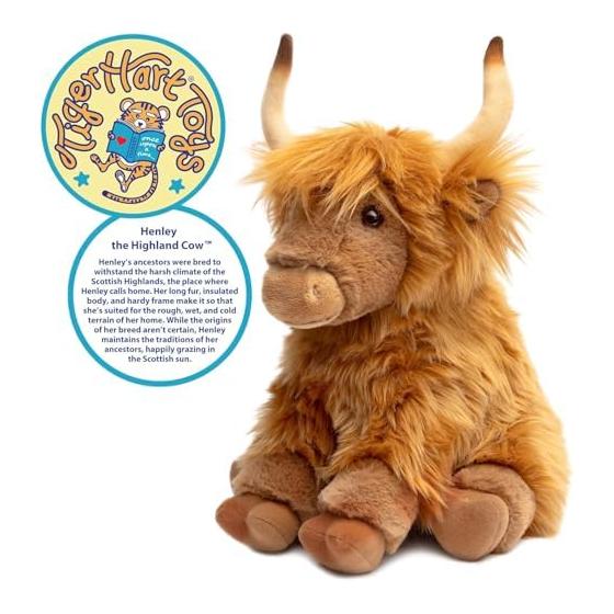 [VIAHART] Highland Cow Henry Plush Toy Brown M Size (Approx. 29cm) Fluffy Cow Stuffed Toy Hand Washable Present [Parallel Import]