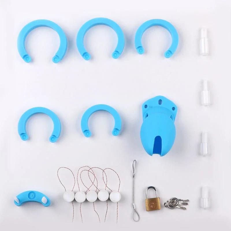 Silicone Chastity Cage Male Cock Lock With 5 Sizes Penis Ring Chastity Belt Sextoys For Men Stretcher BDSM Gay Sex Shop