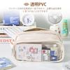 Transparent Pencil Case with Large Removable Mesh Pouch for Storage Bag for Desktop Storage Small Item Cute Handle, Capacity, Dividers, Stationery,