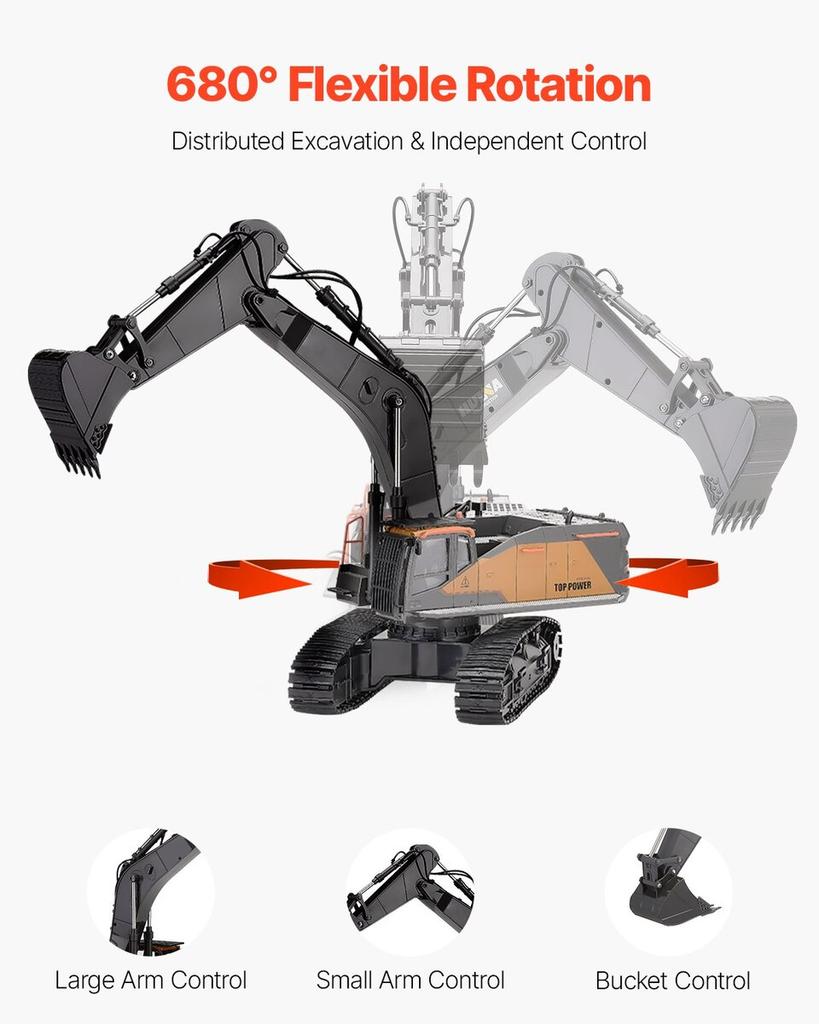 Remote Control Excavator Toy 22 Channel 1:14 Scale RC Excavator Digger