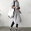 Camicia di media lunghezza da donna Versione coreana del top a maniche lunghe da donna Primavera Blu e Bianco a righe verticali Giacca Camicia da donna Larga