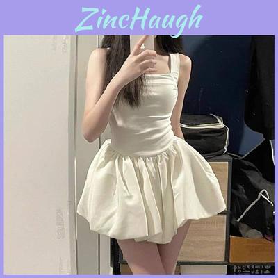 Polyester Spaghetti Strap Dress For Women Summer Casual Chic Party Wear