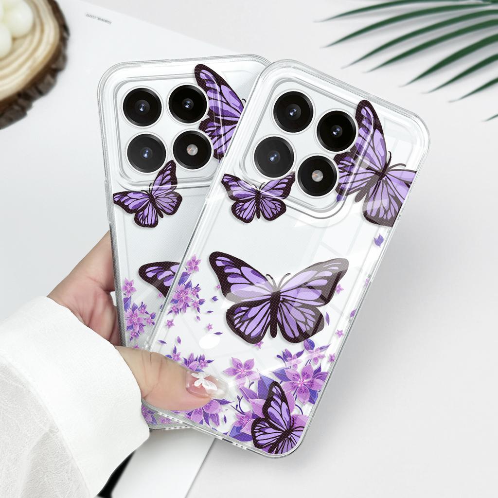 Sky Butterfly Transparent Phone Case For Xiaomi 15 15T 14 14T POCO M7 X7 F7 M6 X6 Pro Ultra 4G 5G Soft TPU Cover