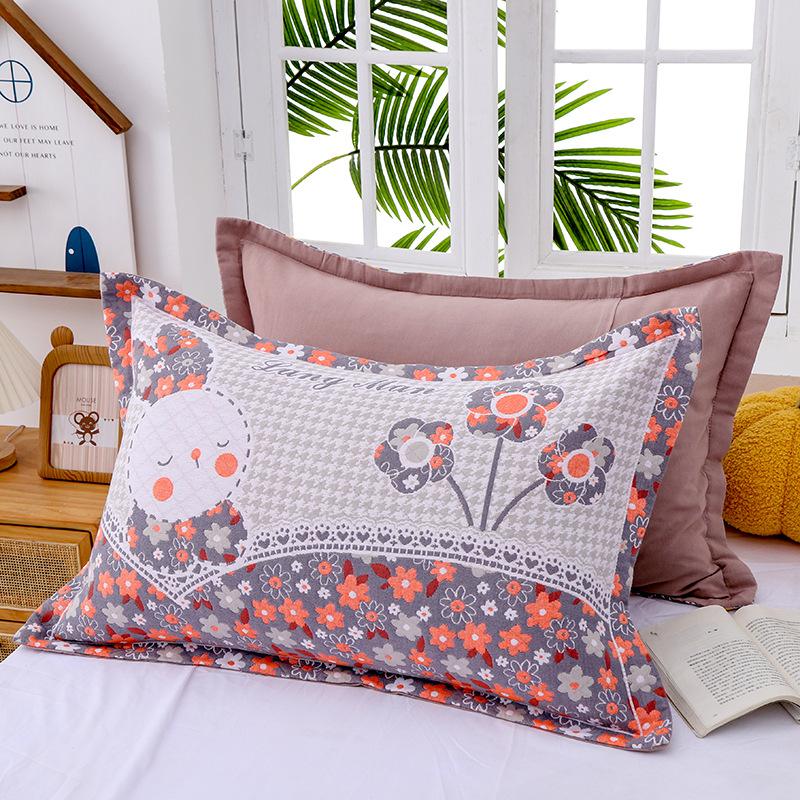 2 Piece Adult Children Household Cotton Gauze Pillowcase Fixed Not Falling Lace Couple Home Hotel Decor