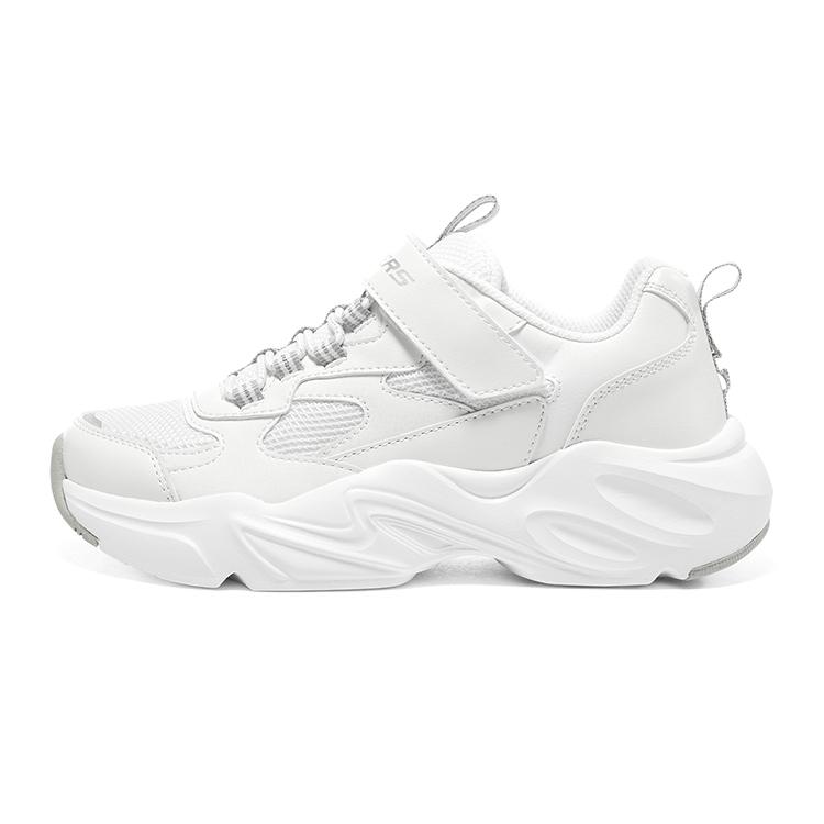 Skechers Meteor Bear Street Fashion Series Simple Versatile Comfortable Dad Shoes Kids Sneakers White Gray 303901L-WSL 27.5