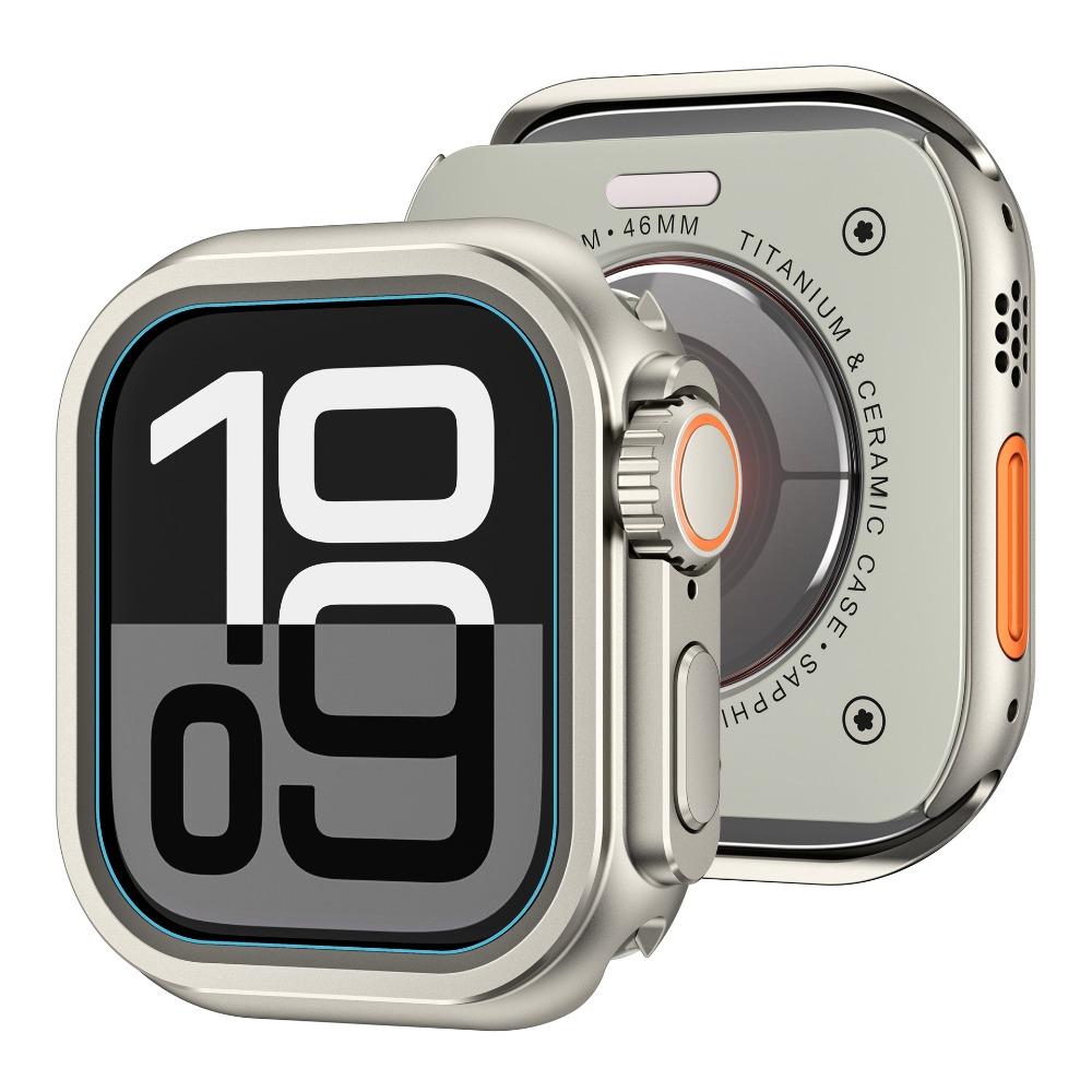 

Для Apple Watch Series 11 10 9 8 7 6 5 SE3 Металлическая защитная рамка Чехол для iWatch 46мм 45мм 44мм изменен на Ultra 1/2/3 49мм 46mm бежевый