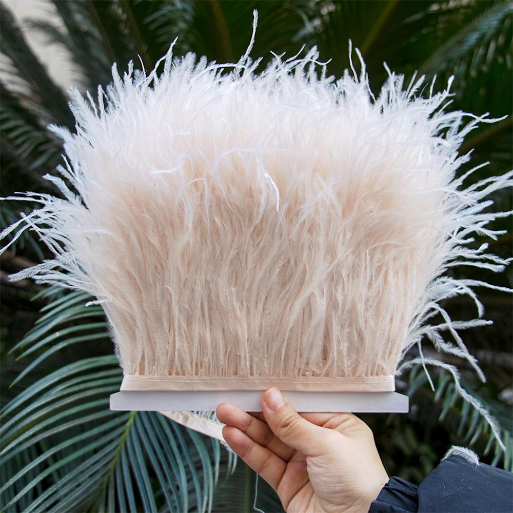 Feather1Meters/Lot Ostrich Feather Trim Width 8-22CM White Ostrich Feathers for Crafts Fringe Trims Plumas Carnaval Wedding Decoration
