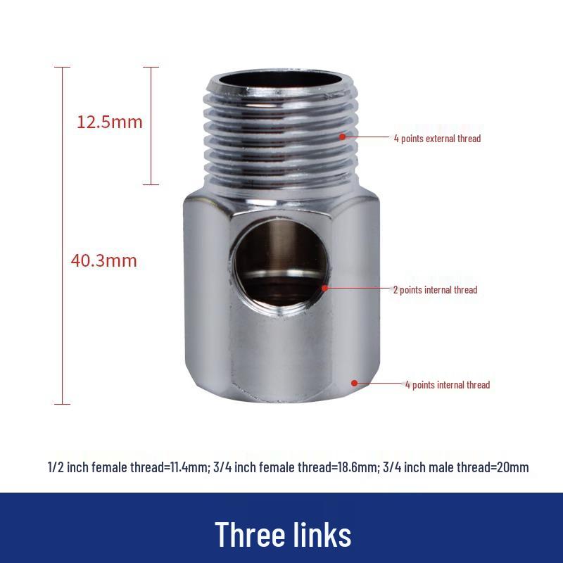 4–Way Inlet Tee Ball Valve 3-Way Pure Water Machine All-Copper Switch Valve