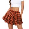 Women Mini Skirt Elastic High Waist Plaid Print Mini Skirt Summer Slimming Short Skirt Work Leisure Daily Wear