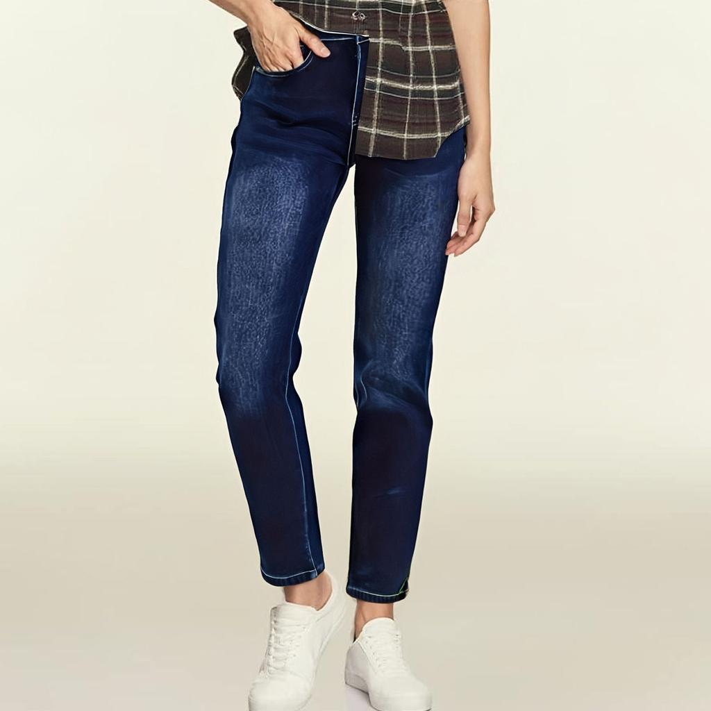 Pantaloni da Donna Taglia Grande Jeans Elasticizzati Larghi Pantaloni Semi-Elastici