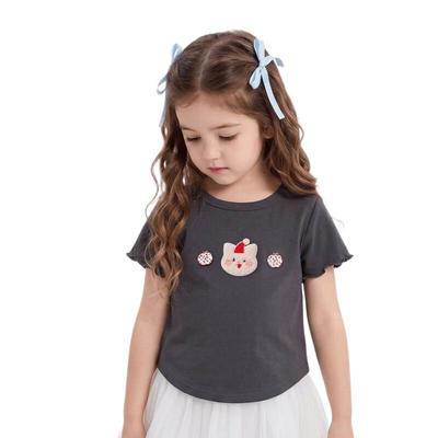 Dudu Family Girls' Cartoon Short Sleeve T-shirt