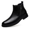 Men's Plus Size Retro Leather Boots with Side Zipper - Breathable, Round Toe, Low Heel Martin Style