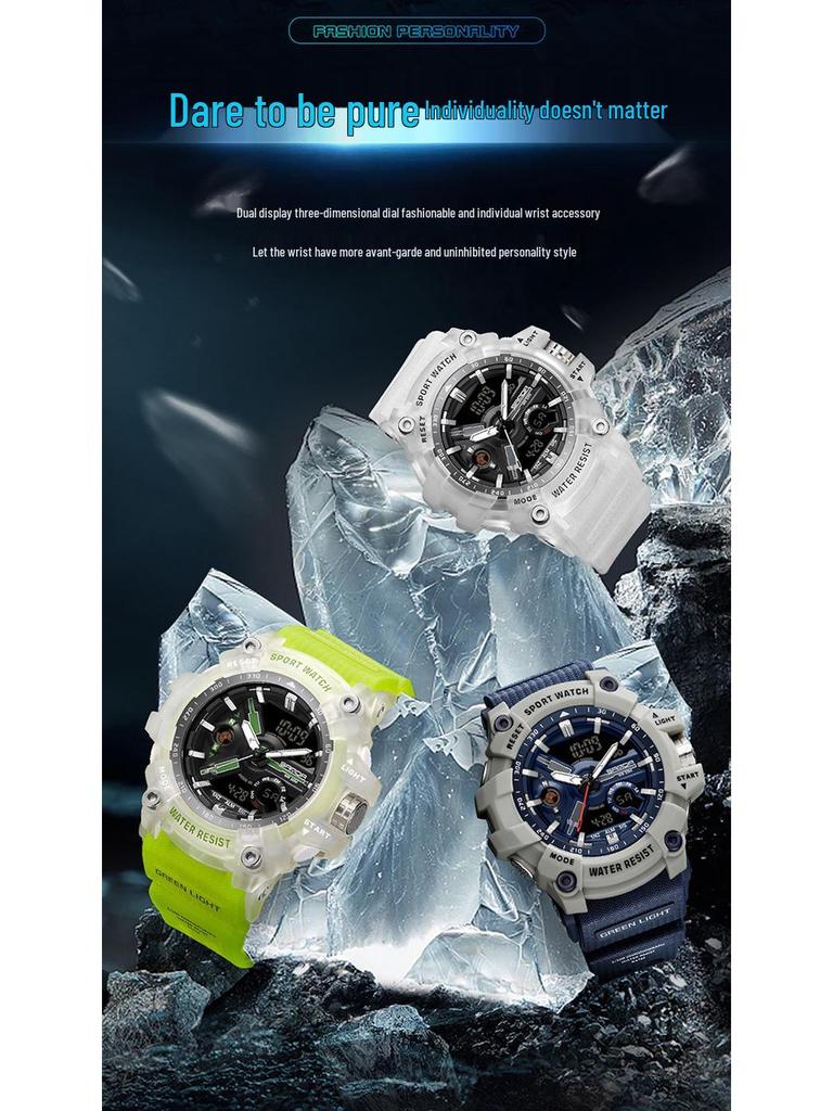 SANDA Jugend Trend Schwarz Tech Multifunktionale Wasserdichte Stoßfeste Herren Elektronische Uhr