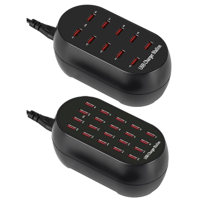 USB Charger Station,10/20Ports Charging Hub 100W 50W Desktop Compact Multi Port USB Charger for Phone, Tablet