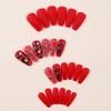 Valentine's Day Rose Lover Wine Red False Nails - Wearable Rose Flower Nail Art Tips