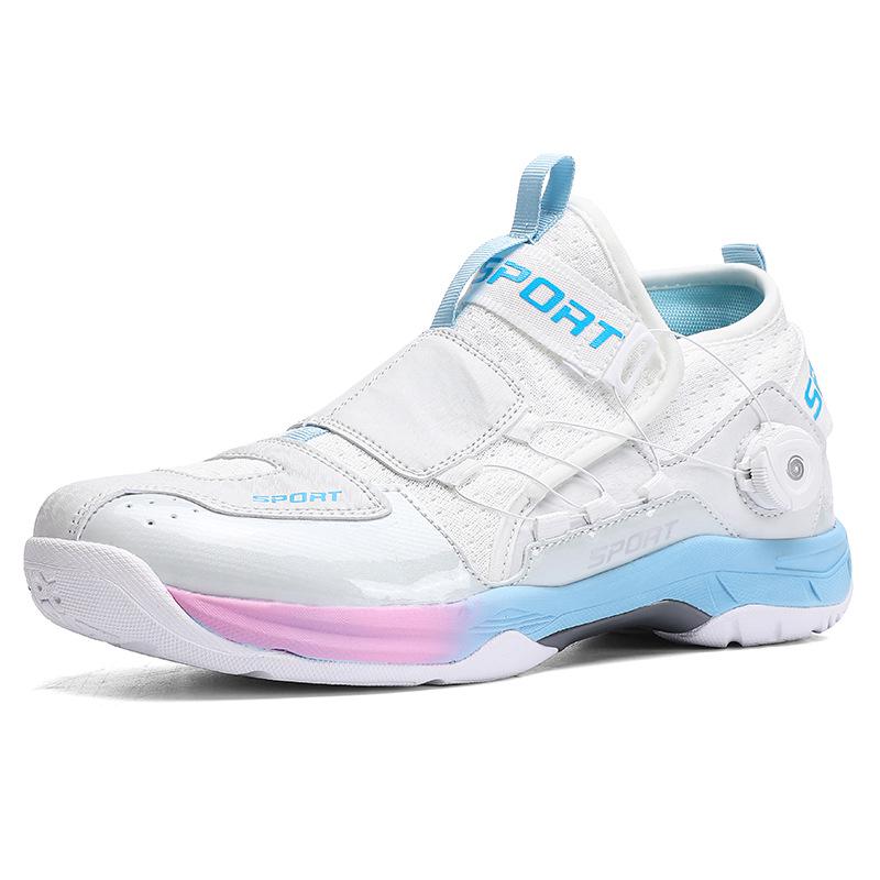 Men's Breathable Rotary Buckle Sports Shoes - Lightweight Casual Badminton and Tennis Trainers