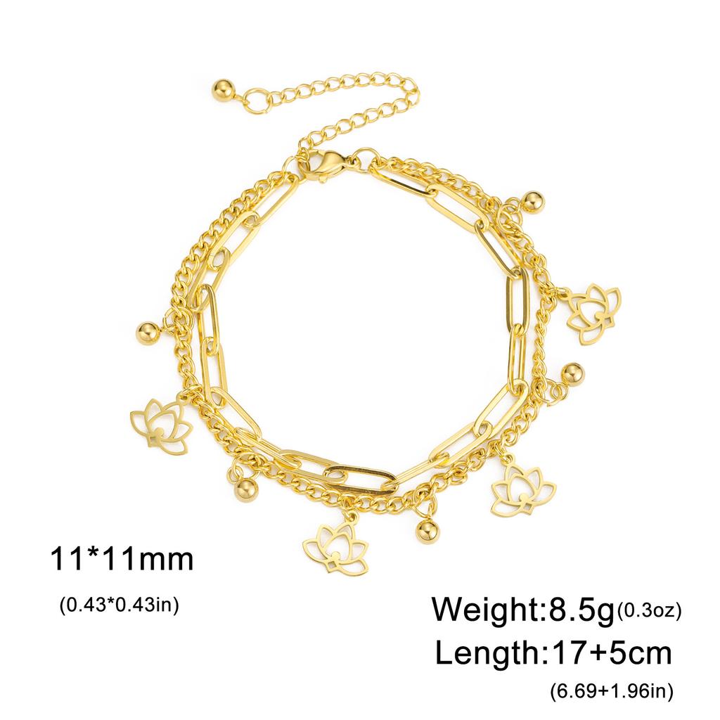 Hollow Lotus Pendant Bracelet in Titanium Steel Retro Minimalist Women's Jewelry Fashion Accessory