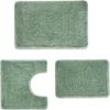 3 Pack Bathroom Floor Mat Set Thickened Microfiber Long Hair Non Slip Absorbent Quick Dry Green