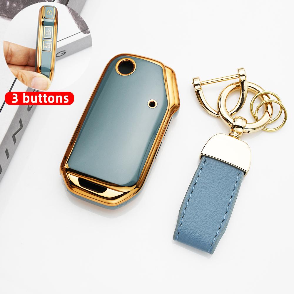 Gold Edge Tpu Car Key Case Cover Auto Shell Fob For Kia Sportage  Sorento Ceed  Cd Forte Cerato  K3 Gt Seltos