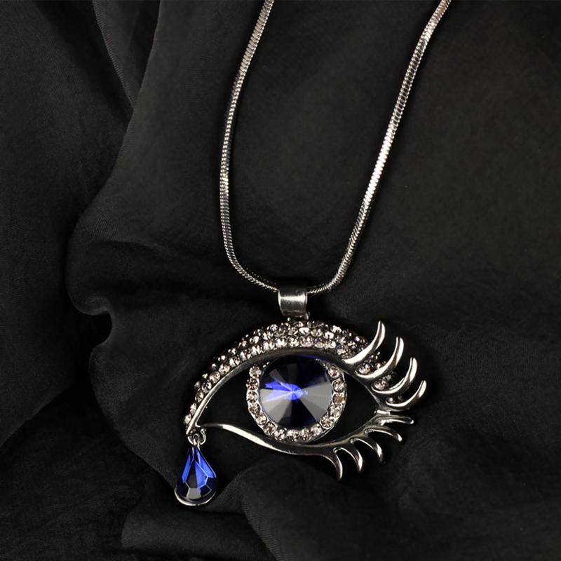Modré oko Slza Černý had Svetrový řetízek Kamínkový přívěsek Náhrdelník Šperky