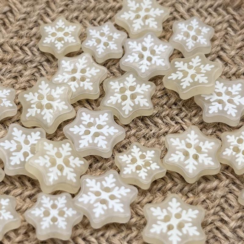 10pcs Snowflake Resin Button, White Handmade Decorative Scrapbook DIY Crafts Baby Clothing Accessorie Bead Jewelry
