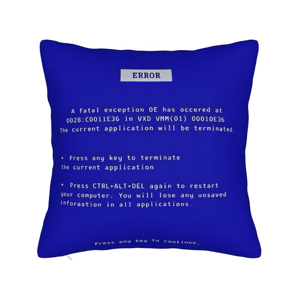 Pillow Case Funny Blue Screen of Death Square Pillow Cover For Wedding Party Home Decor Retro Trendy Pillowcases