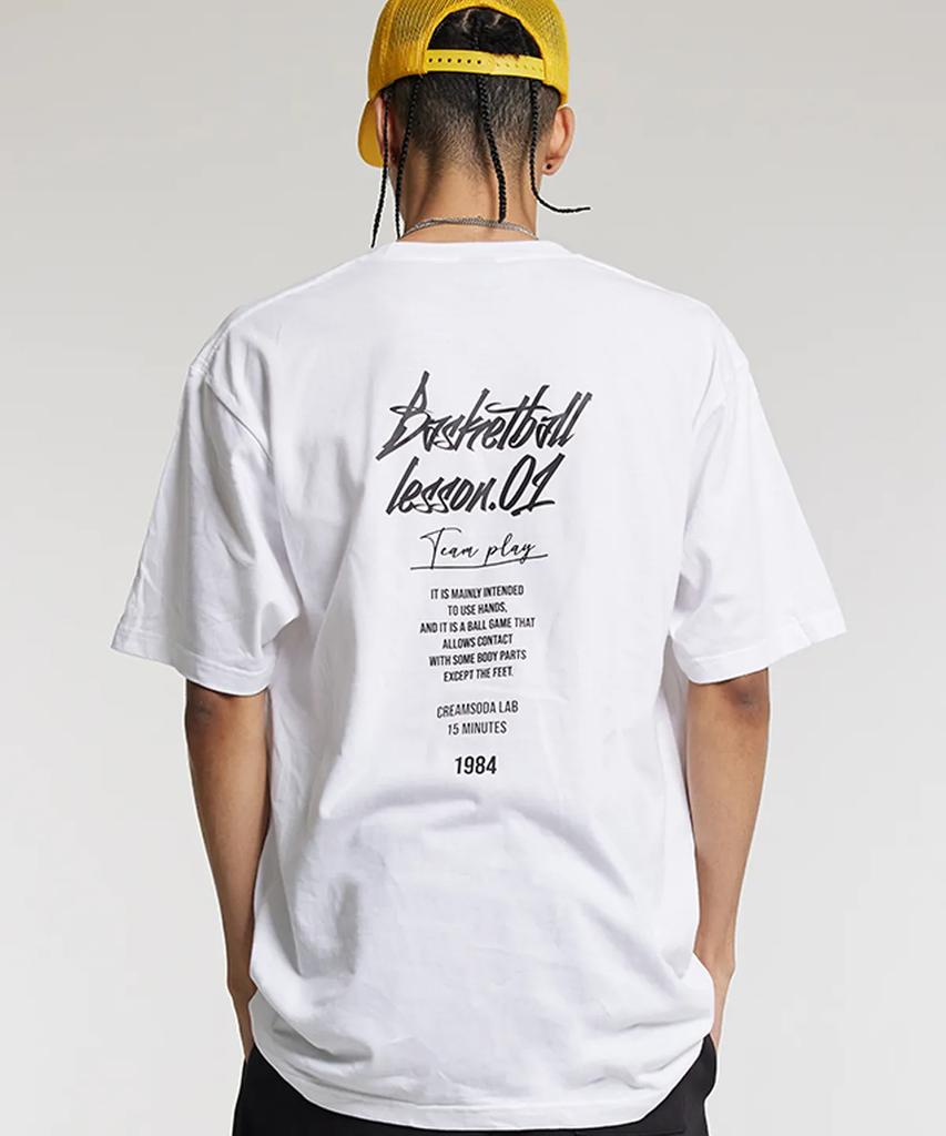 CREAM SODA LAB [2Pack] Quarter Logo Short Sleeve T-Shirt White (Blue) White (Black)