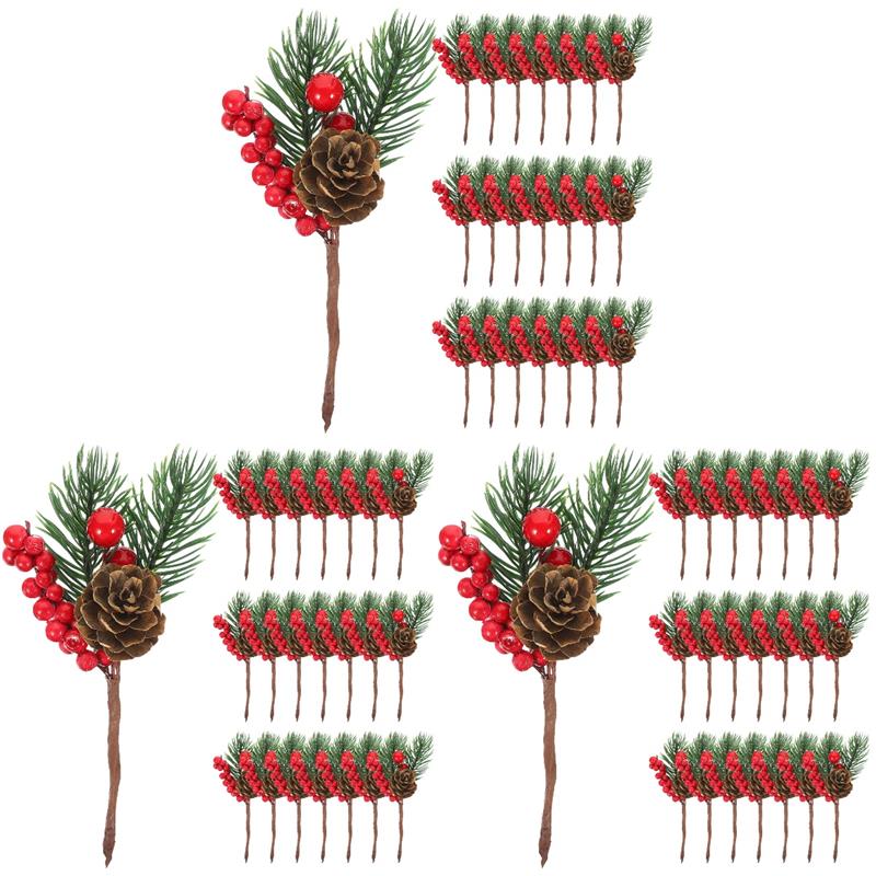 10 pz Bacche Finte Bacche di Natale Rami di Pino Rami Finti di Natale Rametti di Pino di Natale Ramo di Capodanno Per
