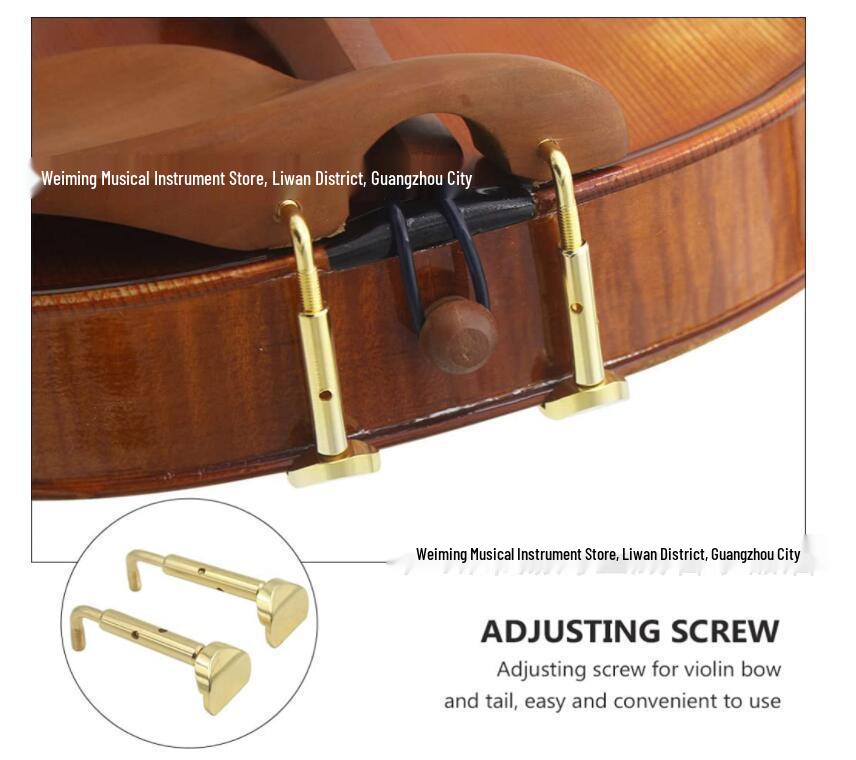 Gold Violin Chinrest Screws, Half-Section (2 pcs) for 3/4 and 4/4 Violins - Accessories
