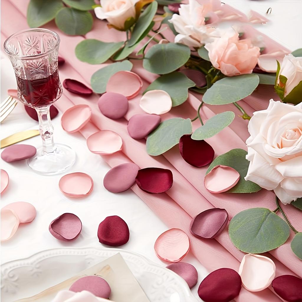 100pcs Silk Rose Petals Artificial Flowers Petals for Weddings Proposal Burgundy Pink Petals Fake Rose Petals for Wedding Flower