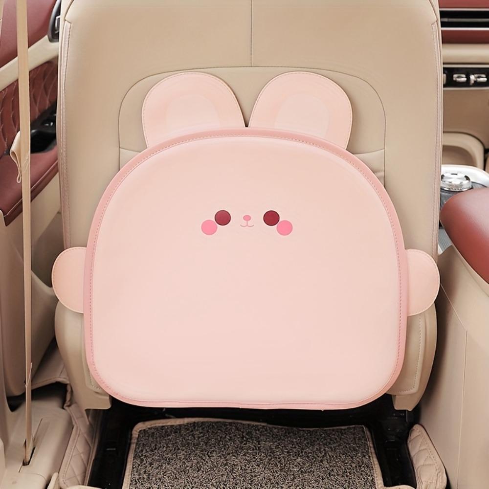1PC Cute Bear Faux Leather Car Anti-Kick Pad Multifunctional Seat Back Protector,Dirt Resistant, Easy To Clean, Easy To Install,Fits Most Vehicles