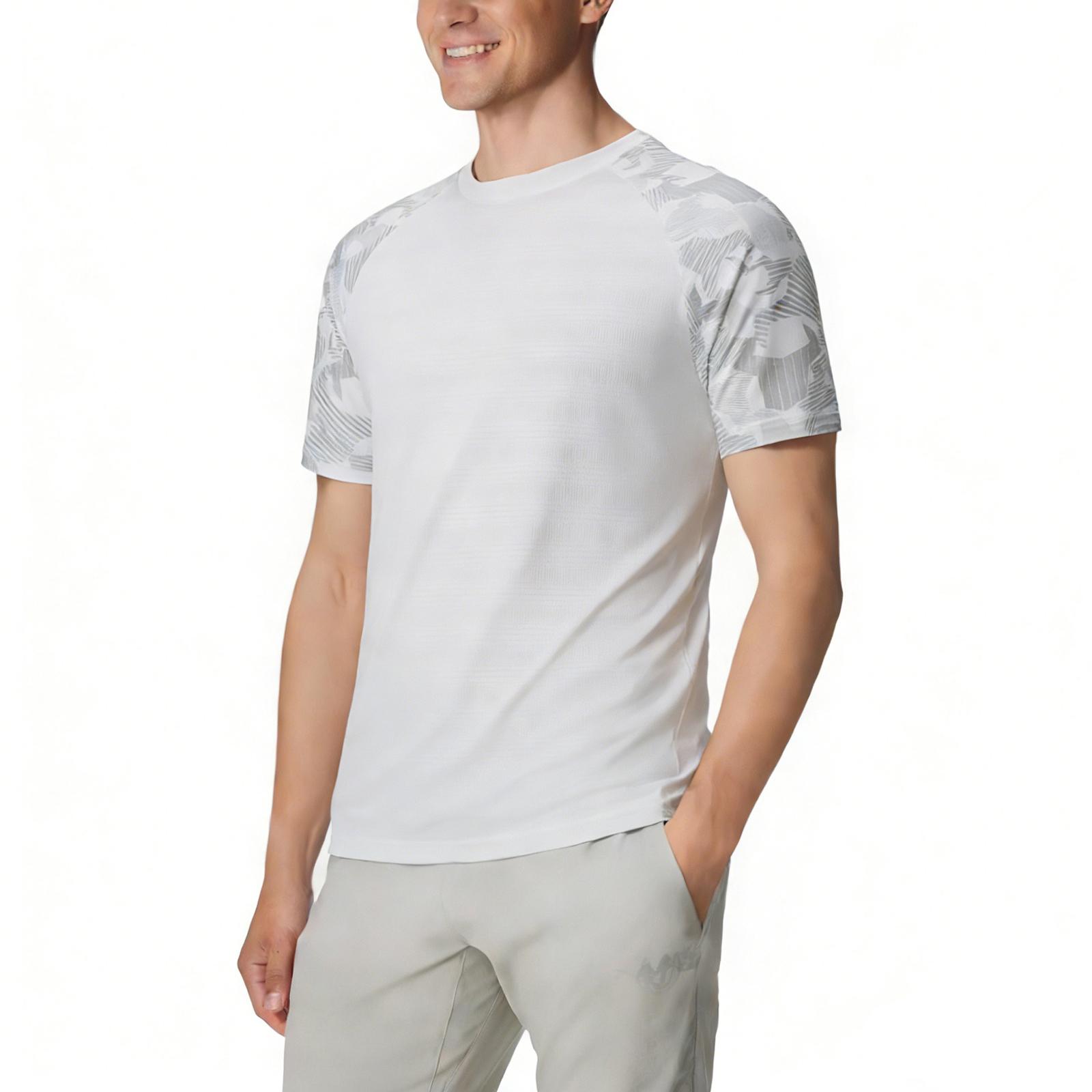 Men s Summer Skinny Ice Silk Breathable Round Neck Quick-drying Clothing Casual Sports T-shirt Tops XL белый