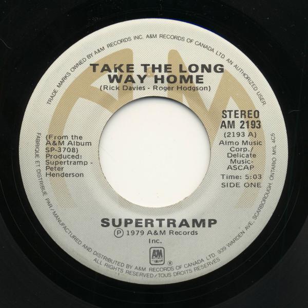 

7-дюймовая пластинка SUPERTRAMP Take The Long Way Home AM2193 AM Records 1979 Канада Рок Б/у