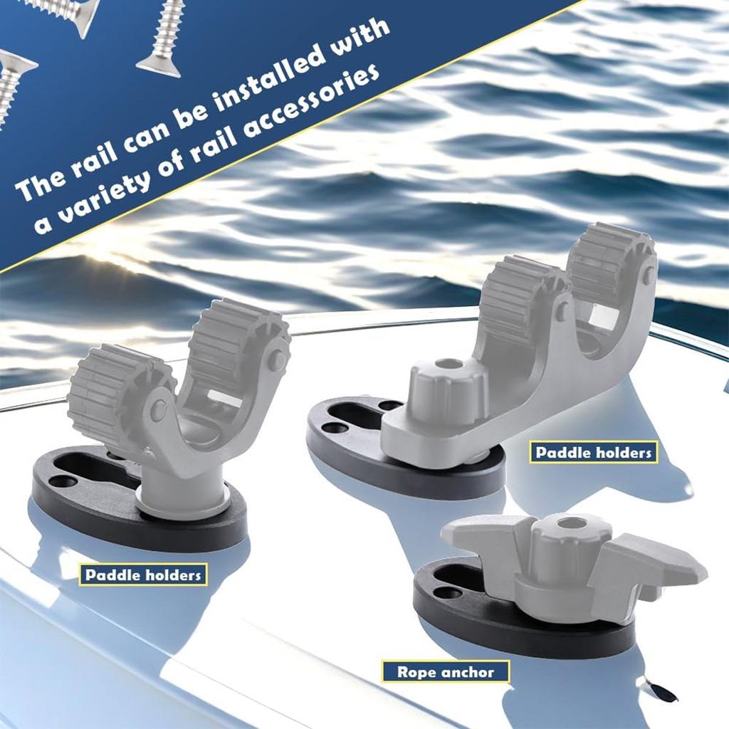 2set Kayak Slide Track Rails Bracket Kayak Accessories Mount Track Fishing Rod Holder Mounting Base Rack Easy To Use