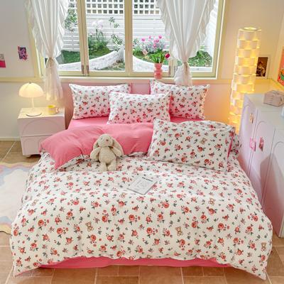 Girl Heart Fresh Small Floral Bedding Four-piece Set Washed Cotton Dormitory Bed Single Three-piece Set