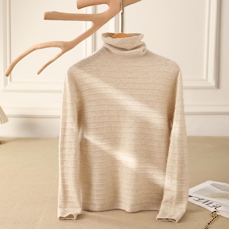 Autumn And Winter Pile-Neck Cashmere Sweater Solid Color Cashmere First-Line Ready-To-Wear Cross-Road Sweater Loose Casual Solid Color Knitted Sweater