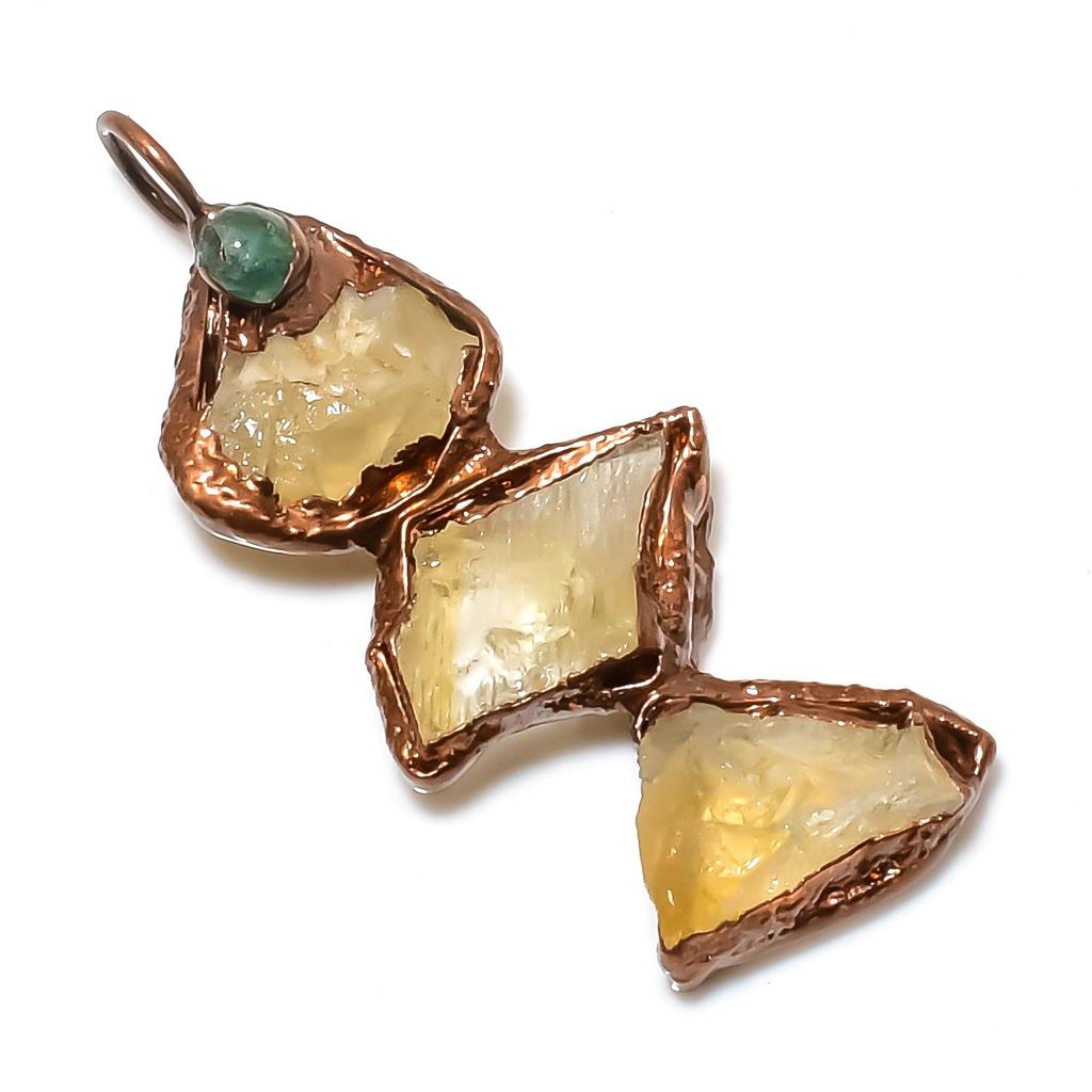 Citrine Copper Electroformed Pendant, Handmade Gemstone Pendant Jewelry, Gifts For Wife Brand New Pendant