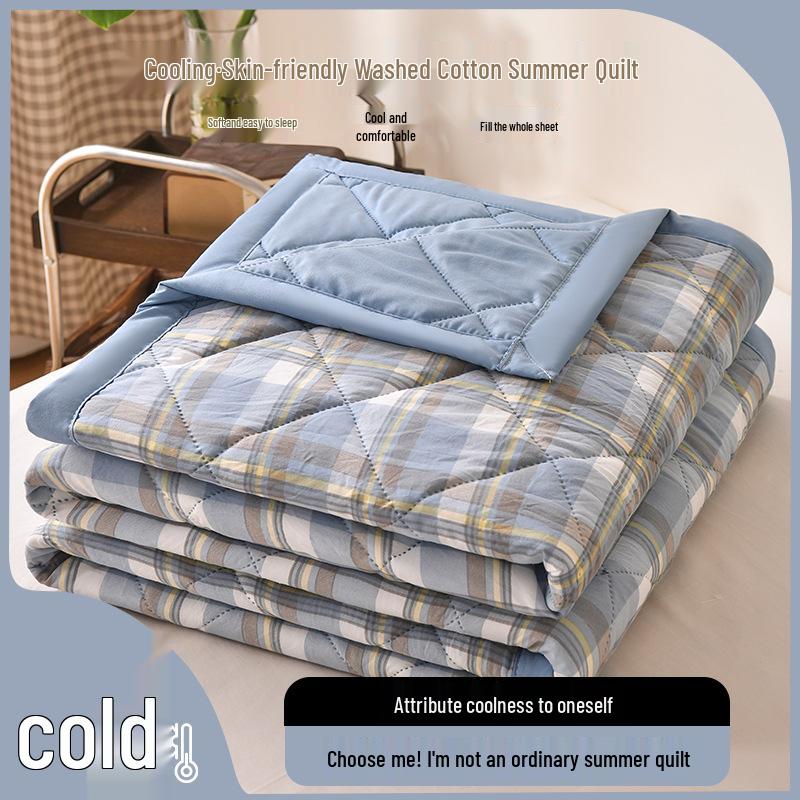 

Plaid Washed Cotton Ultrasonic Embossed Summer Air Conditioning Quilt Gift 100*150cm Random Pattern